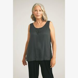 Eileen Fisher Gray 100% Silk Tank Top Shirt Blouse  Women's Size PL Petite
